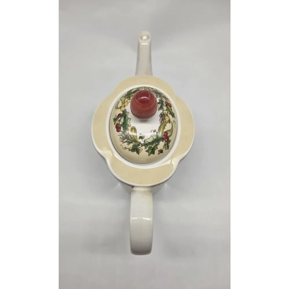 Vintage Villeroy & Boch Festive Memories Coffee Pot‎ w/Lid Christmas China Rare